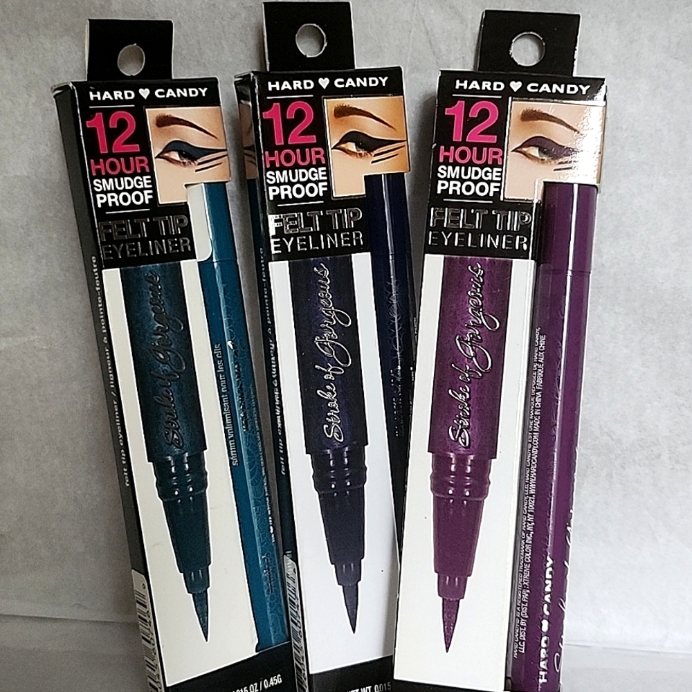 Hard Candy Stroke of Gorgeous Felt Tip Eyeliner Lot of 3(VARIETY)